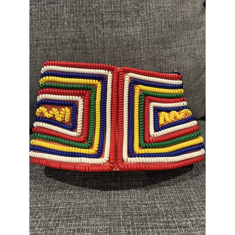 Vintage 1940s Telephone Phone Cord Rainbow Purse … - image 6